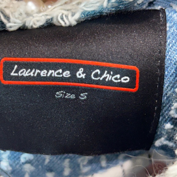 Laurence & Chico Pink Faux Fur Jacket Pearl Denim women's size S unique - Picture 2 of 12